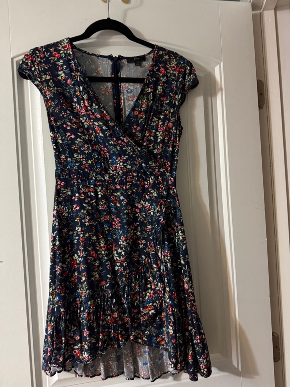 Floral Navy Wrap-Front Women's Dress